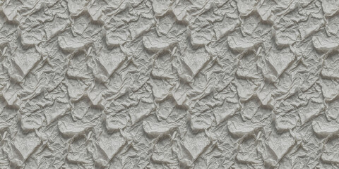 Seamless Pattern Texture Background: A close-up, top-down view of crinkled white paper, filling the entire frame to showcase the intricate details of its texture