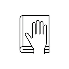 Human hand on the bible icon. Oath concept isolated on white background. Vector illustration.