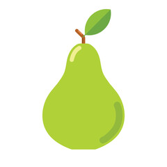 Green pear with leaf fruit con. Vector illustration.