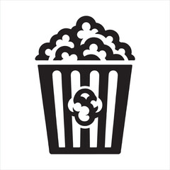 popcorn logo icon silhouette on white background
