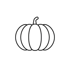 Pumpkin line icon isolated on white background. Symbol of Halloween and October festival. Healthy vegetarian food. Vector illustration.