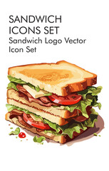 Sandwich logo vector icon set 