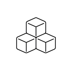 Sugar cubes line icon isolated on white background. Vector illustration.