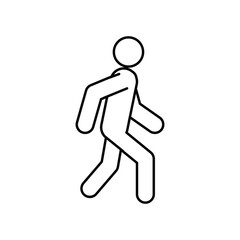 Walking stick figure line icon. Vector illustration.
