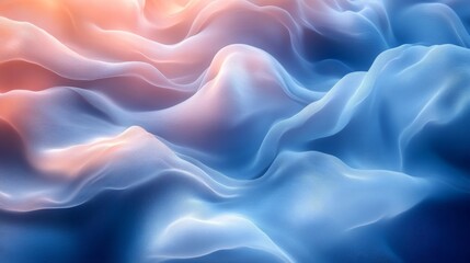 Abstract waves of silk fabric in blue and pink hues, flowing texture. Modern art and design concept