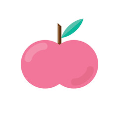 Apple with leaf icon isolated on white background. Vector illustration.