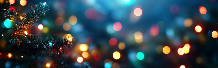 Fototapeta premium Abstract Christmas bokeh with colorful festive lights