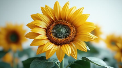 A vibrant sunflower in full bloom against a soft background.