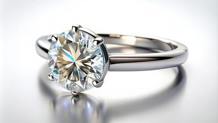 Shiny diamond ring on a white background, luxurious, jewelry, engagement, wedding, sparkly, gemstone, elegant, accessory