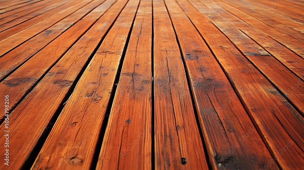 Poster closeup of rustic wooden floorboards with natural grain patterns and warm earthy tones : generative 