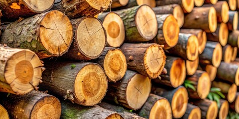 Close up of a stack of wooden logs , firewood, lumber, tree trunks, natural, texture, rustic, forest, pile, outdoor