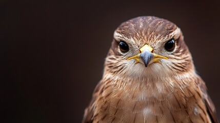 Fototapeta premium A close-up of a hawk with intense eyes, staring directly at the camera.