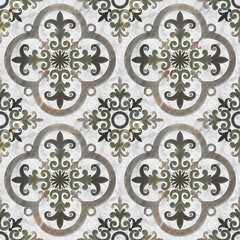  Vintage tiles intricate details for a decorative look. Ceramic paint floor, ornament Collection Patchwork
