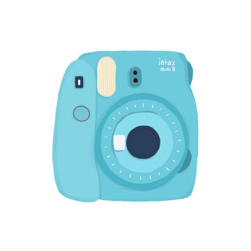 Blue instant compact digital camera illustration