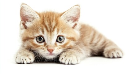 Obraz premium Playful and Adorable Ginger Kitten Posing on a White Background : Generative AI