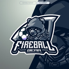 Bear Fireball Darkness Mascot Sport Logo Identity for Soccer and Sports Teams
