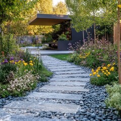 Garden with eco-friendly landscaping