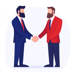 Fototapeta premium Two men in business attire shaking hands, symbolizing agreement or partnership.