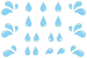 汗マーク、水滴、涙のイラストセット2
