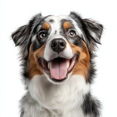 Fototapeta premium Happy Australian Shepherd on White Background