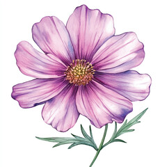 cosmo flower watercolor clipart illustration isolated