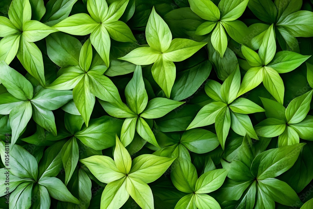 Poster Vibrant Green Foliage with Overlapping Leaves Creating Natural Pattern : Generative AI