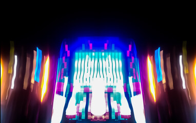 Abstract light art background with dynamic movement is the result of light painting photography capturing speed and energy with elegant lines of light.