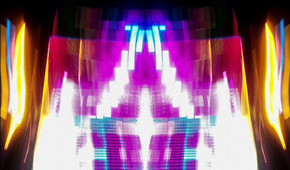 Abstract light art background with dynamic movement is the result of light painting photography capturing speed and energy with elegant lines of light.