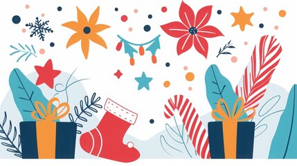 Minimalist Hand-Drawn Christmas Wreath Illustration