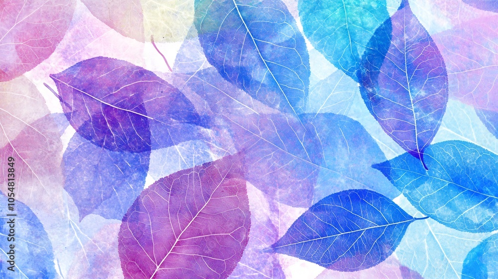 Poster vibrant colorful abstract leaves pattern in soft pastel hues for modern home decor prints : generati