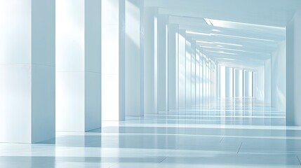 Naklejka premium Abstract White Hallway with Dynamic Light.