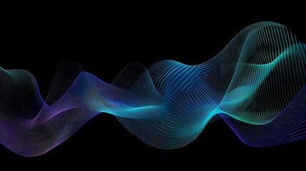 Fototapeta premium Abstract Digital Artwork of Electromagnetic Waves Flowing in Synchronized Patterns with Pulsing Rhythm and Subtle Shifts in Blue, Green, and Purple