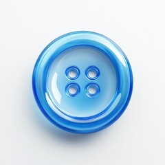 A realistic blue clothes button on a white background