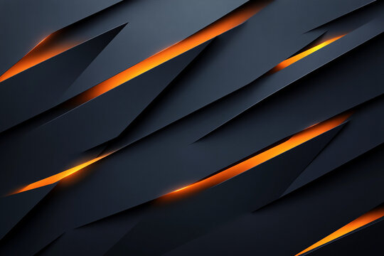 Abstract background featuring dynamic layers of orange, blue, and black, creating striking visual effect. interplay of colors and shapes evokes sense of modernity and energy