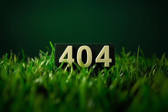404 error page with green grass and plants