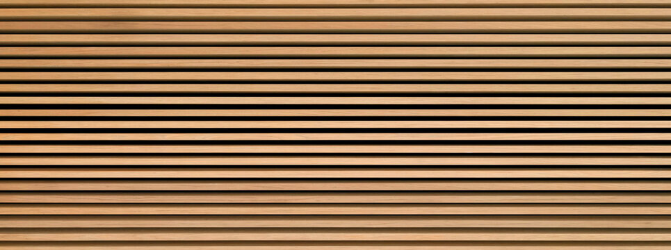 Wooden wall texture with horizontal pattern wooden acoustic panel background.