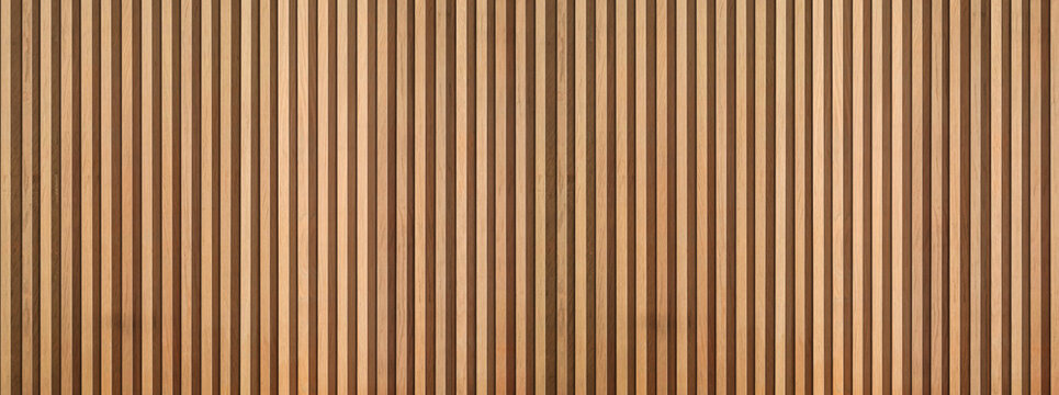 wooden wall texture with wood acoustic panels background pattern.