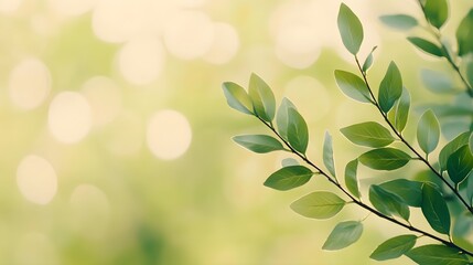 Obraz premium Green Leaves Sunlight Bokeh