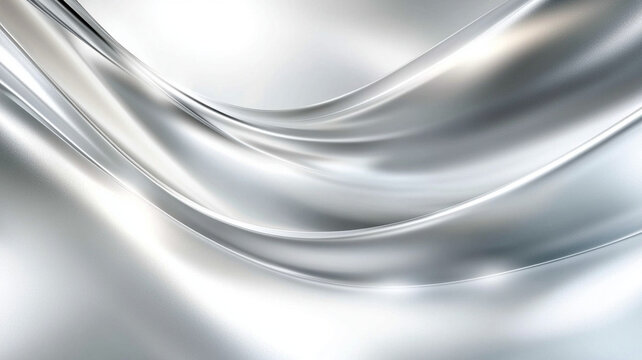 Elegant abstract silver wave on white background, showcasing smooth curves and sense of fluidity. This design evokes feeling of sophistication and modernity