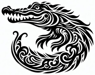 Fototapeta premium TRIBAL TATOO トライバル タトゥ 刺青 ワニ クロコダイル アリゲーター