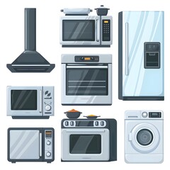 Fototapeta premium Variety of Isolated Home Appliances on White Background