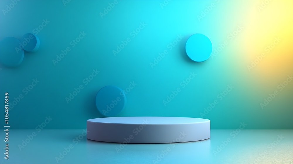 Poster vibrant abstract background with yellow and blue lighting and cylindrical shapes for creative design