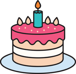  A Catton Sweet birthday cake flat illustration