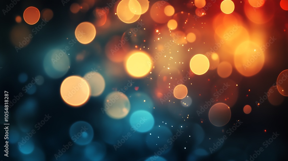Poster Vibrant Abstract Bokeh Lights in Warm and Cool Tones for Festive Design Backgrounds : Generative AI
