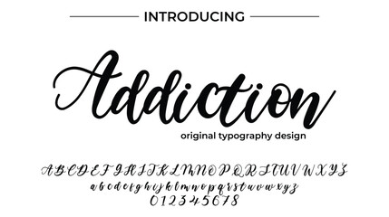 Addiction Font Stylish brush painted an uppercase vector letters, alphabet, typeface