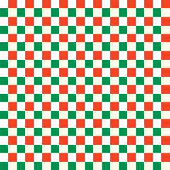 Green and red chess checkerboard background, vector seamless pattern, Christmas present labels, Christmas background.