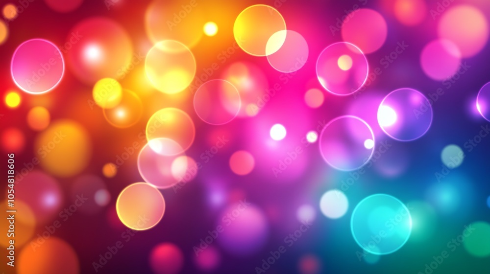 Aufkleber bright and colorful abstract bokeh lights in a vibrant spectrum of rainbow colors for festive backgr