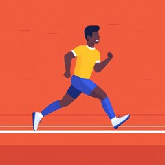 A young man running on a track, showcasing athleticism and fitness.