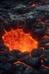 Molten lava creates a breathtaking landscape of heat and light.