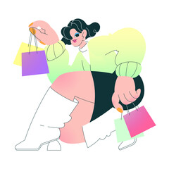 Girl happy with her purchases